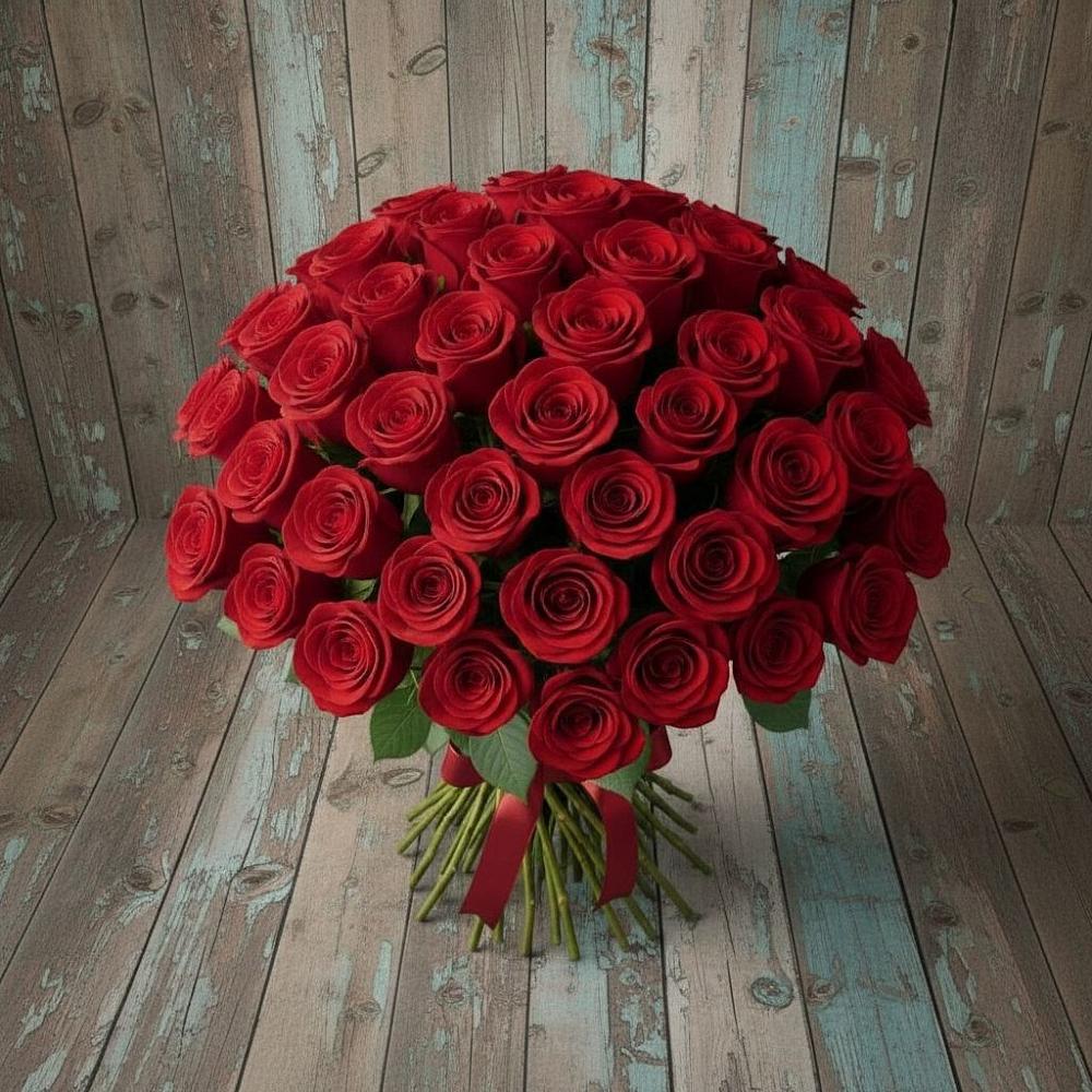 Букет 55 Красных роз Фридом в Николаевской Республики Чечня