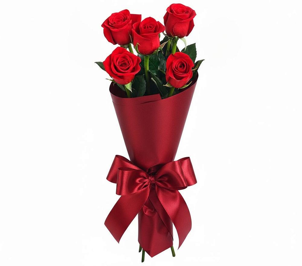 Букет 5 Красных роз Эдлесс Лав в Николаевской Республики Чечня