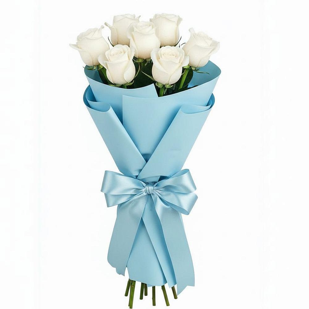 Букет 7 белых роз Проуд в Николаевской Республики Чечня