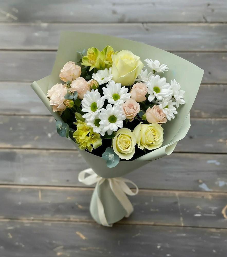 Букет цветов из: Альстромерии, Розы и Хризантемы в Николаевской Республики Чечня