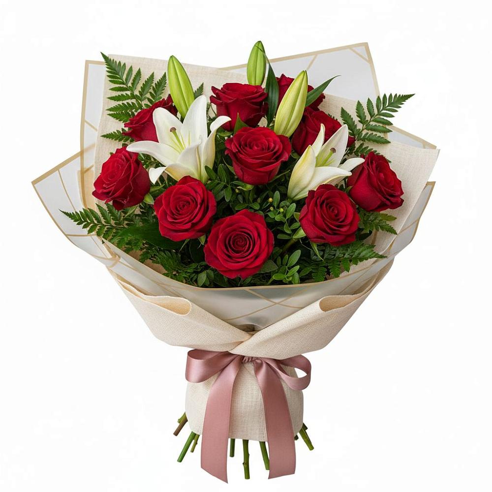 Букет цветов из: Лилии и Розы в Николаевской Республики Чечня