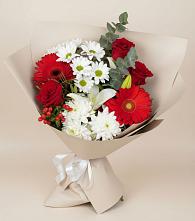 Букет цветов из:  Розы, Хризантемы, Герберы и Лилии в Николаевской Республики Чечня