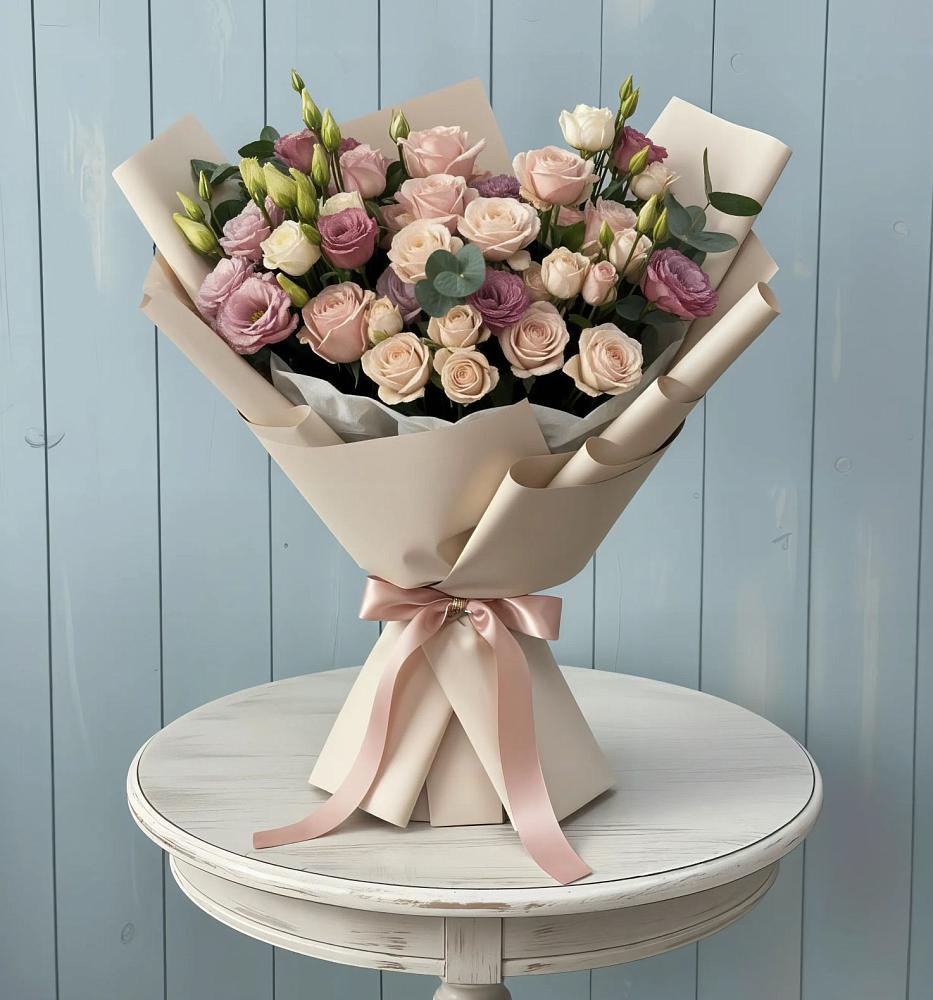 Букет цветов из: Розы и Лизиантусы в Николаевской Республики Чечня